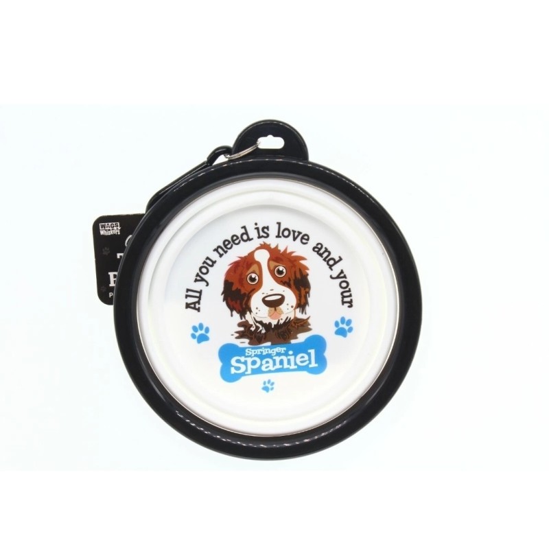 Travel Pet Bowl for Springer Spaniel - Collapsible and Portable