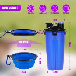 Portable Dual Container for Water and Food with Collapsible Bowl