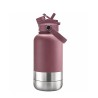 Portable Dog Water Bottle 1L Stainless Steel with Two Bowls and Lid