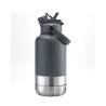 Portable Dog Water Bottle 1L Stainless Steel with Two Bowls and Lid