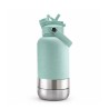Portable Dog Water Bottle 1L Stainless Steel with Two Bowls and Lid