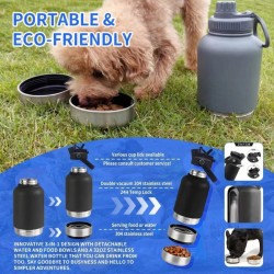 Portable Dog Water Bottle 3 in 1 Stainless Steel - Premium Insulated Travel Flask