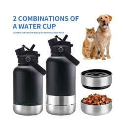 Portable Dog Water Bottle 3 in 1 Stainless Steel - Premium Insulated Travel Flask