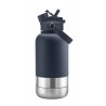 Portable Dog Water Bottle 1L Stainless Steel with Two Bowls and Lid