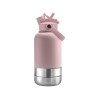 Portable Dog Water Bottle 1L Stainless Steel with Two Bowls and Lid