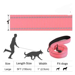 5ft lead in pink with reflective banding and padded handle.