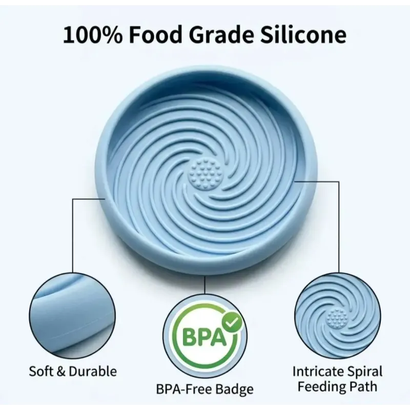 Silicone spiral design slow feeder or licky mat in a choice of colours.