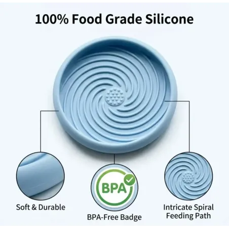 Silicone spiral design slow feeder or licky mat in a choice of colours.