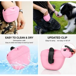 Dog treat training pouch in pink