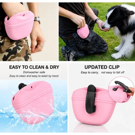 Dog treat training pouch in pink