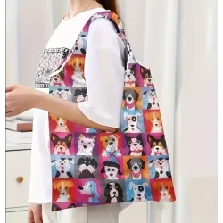 Stylish Foldable Dog Print Tote Bag - Perfect for Dog Lovers