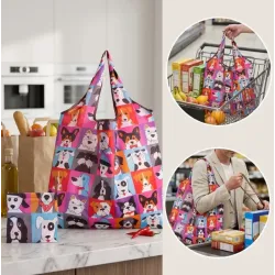Your Happy Dog Foldable Dog Print Tote Bag - Stylish and Spacious