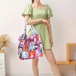 Stylish Foldable Dog Print Tote Bag - Perfect for Dog Lovers