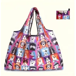 Your Happy Dog Foldable Dog Print Tote Bag - Stylish and Spacious